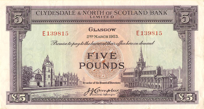 Scotland - 5 Pounds - P-192a - 1953 dated Foreign Paper Money